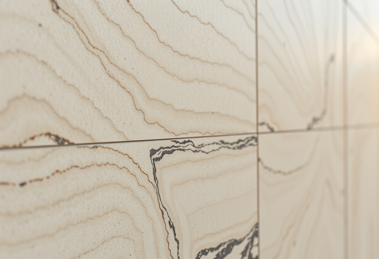 Revestimento de travertino bege com textura porosa em parede de fachada